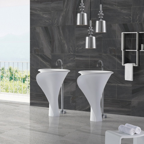 Lavabo totem ovale - solid surface - 67x90 cm - arum