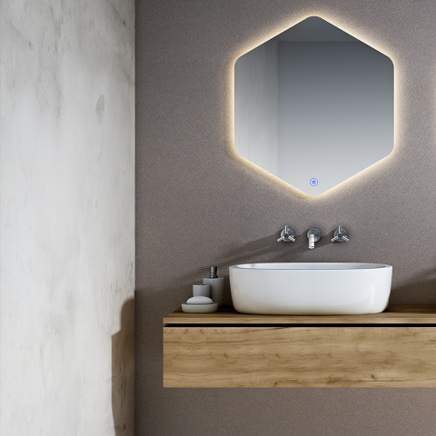 Miroir éclairage led de salle de bain lissos avec interrupteur tactile - 80x70cm