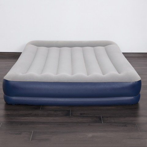Bestway Matelas Gonflable Automatique 2 Places Tritech 203x152x36 Cm Gris Structure Renforcee Pompe Incorporee Distriartisan