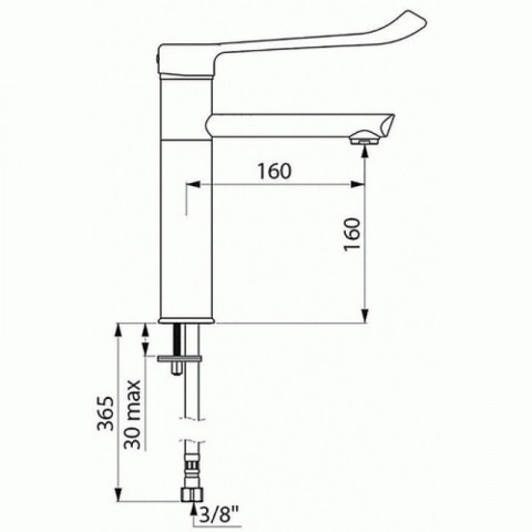 Mitigeur de lavabo à bec haut orientable avec levier médical hauteur 155 mm
