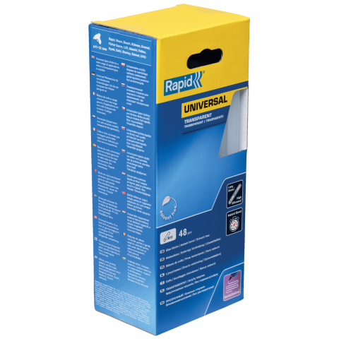 Bâtons de colle Transparente Universelle 190 mm x 48 Sticks - Boite - RAPID-ISABERG - 5001411