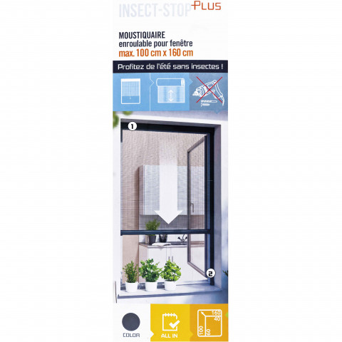 Moustiquaire alu 100 x 160 cm anthracite