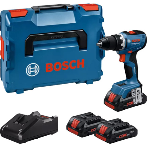 Perceuses-visseuses sans-fil à percussion - GSR 18V-65 - BOSCH - avec 3 batteries ProCORE18V 4.0Ah - chargeur - L-Boxx - 06019N3208