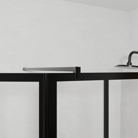 Paroi de douche façon verrière avec volet pivotant - 120+40x200 cm - verre transparent et noir Aurlane - FAC935