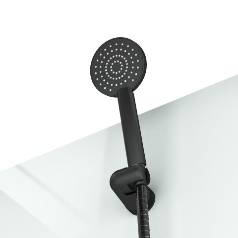 Cabine de douche rectangulaire 110x80x197 cm - porte coulissante - fonds blancs & profilés noir mat Aurlane - CAB287