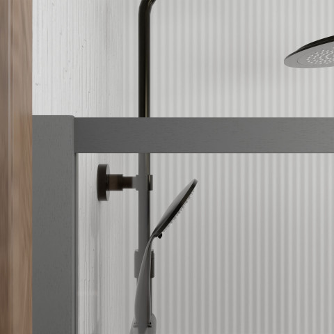 Paroi de douche 120x200 cm - cadre et bras en aluminium finition gun metal - verre trempé 6 mm Aurlane - FAC985