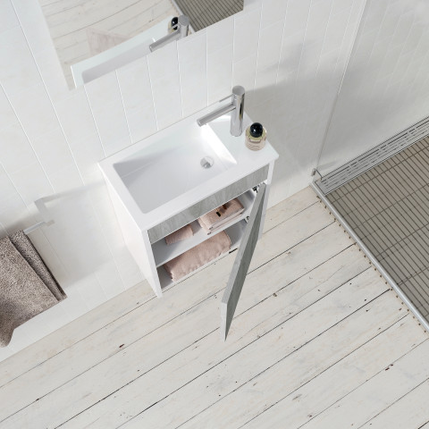 Meuble lave mains mini 40x50x22 cm - gris et blanc Aurlane - LAV1006
