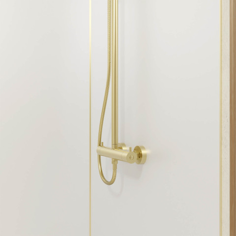 Pack 2 panneaux muraux en aluminium blanc 90x210 cm + profilés finition et angle or doré brossé Aurlane - PACP294