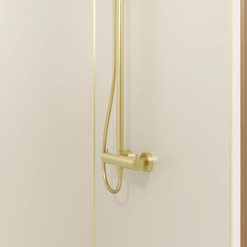 Pack 2 panneaux muraux en aluminium ivoire 90x210 cm + profilés finition et angle or doré brossé Aurlane - PACP296