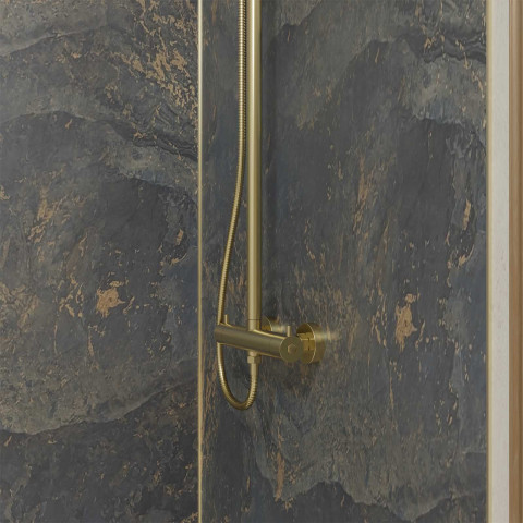 Pack 2 panneaux muraux en pierre venus 120+90x210 cm + profilés finition et angle or doré brossé Aurlane - PACP297