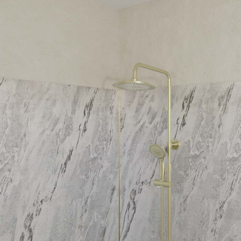 Pack 2 panneaux muraux pierre artic storm 120+90x210 cm + profilés finition et angle or brossé Aurlane - PACP313