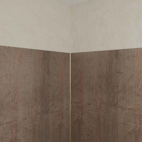 Pack 2 panneaux muraux pierre wood stone 90x210 cm + profilés finition et angle or brossé Aurlane - PACP310