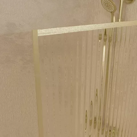 Pare baignoire rabattable 80x140cm - profilé or doré brossé - verre trempé ondulé 5mm Aurlane - FAC1038