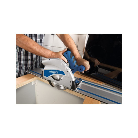 Pack scheppach scie plongeante - 160mm - 1200w - pl55 - 2 rails de guidage - 1 serre-joint