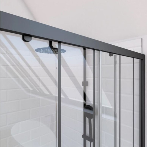 Pack Paroi porte de douche coulissante sérigraphie 120x200cm + Paroi retour 80x200 cm - CRUSHX Aurlane - PACF013