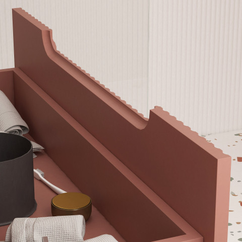 Meuble de Salle de Bains LEON 80cm Terracotta – 2 Tiroirs en MDF Ondulés – Vasque à encastrer Aurlane - PACM730