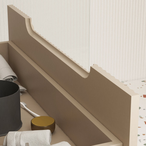 Meuble de Salle de Bains LEON 80cm Marron Glace – 2 Tiroirs en MDF Ondulés – Vasque à encastrer Aurlane - PACM731