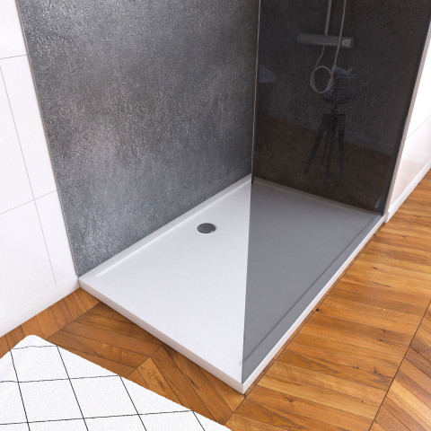 Panneaux muraux silver grey 90+120x210 - receveur 120x90 - paroi 8mm 120x200 + bras - Couleur de paroi au choix