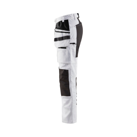 Pantalon X1900 peintre stretch femme Blanc/Noir 79101000 - Taille au choix