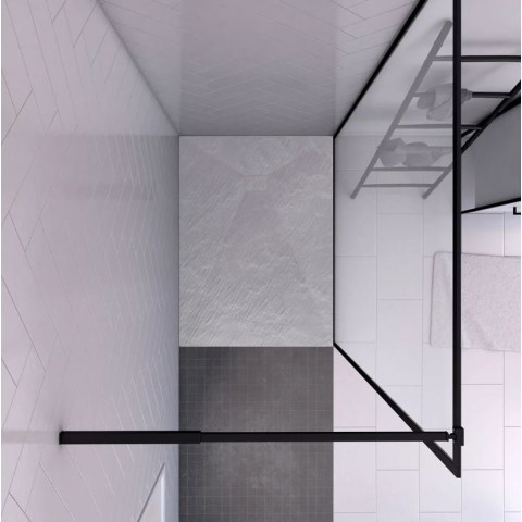 Paroi de douche 120x200 + receveur 120×80 cm - Cadre et barre noir mat - CONTOURING 120 Aurlane - PACF009