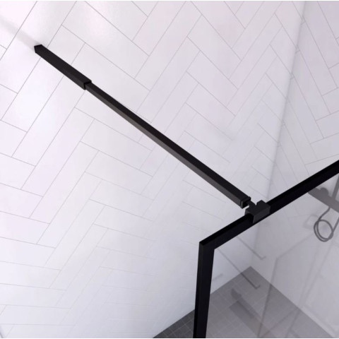 Paroi de douche 140x200cm + receveur à poser 140x90cm - Cadre et barre noir mat - CONTOURING 120 Aurlane - PACF011