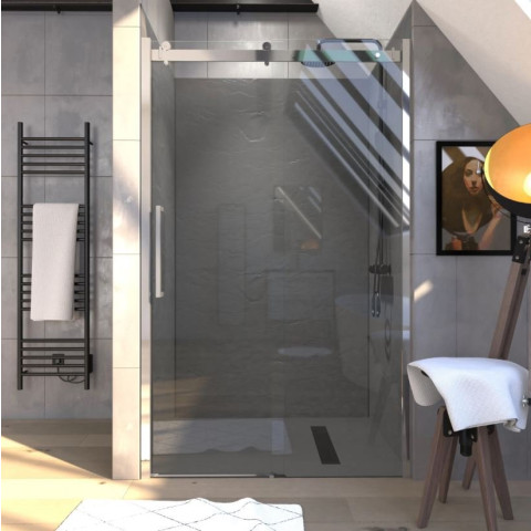 Paroi porte de douche 120x200cm type industriel coulissante CHROME- Verre trempe 8mm Aurlane - FAC613
