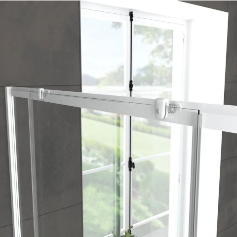Paroi porte de douche coulissante blanc 140x185cm extensible - WHITY SLIDE 140 Aurlane - FAC497