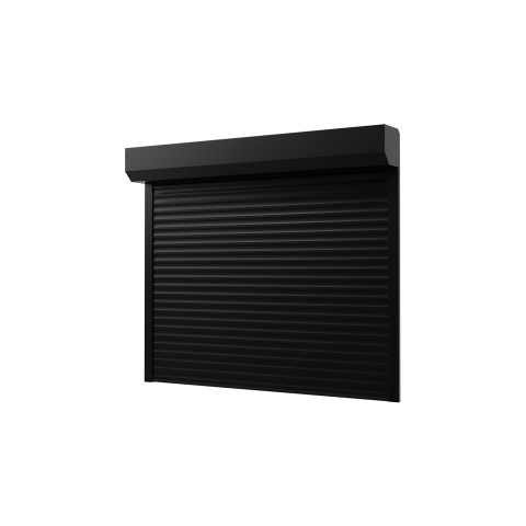 Porte de garage noir à enroulement lames de 75mm - pose sous linteau intérieur - Dimension au choix