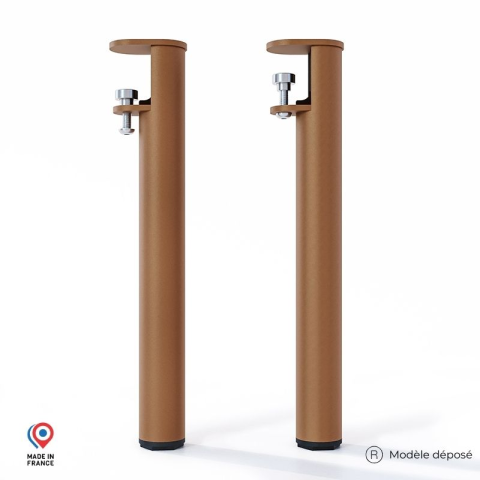 Lot de 2 pieds cylindriques DECO-GEM pour table basse en acier à vis-étau Topaze, H.43 cm