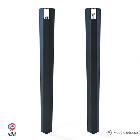 Lot de 2 pieds d'angle DECO-GEM pour table haute en acier Saphir, H.75 cm