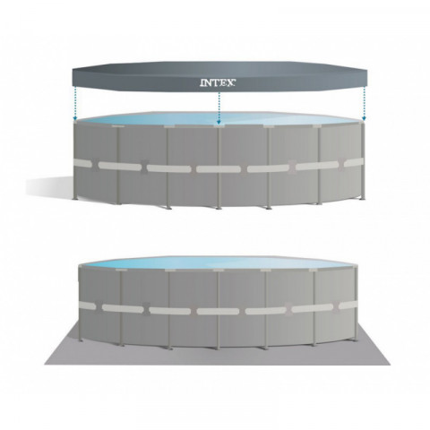 Piscine hors-sol 457 x 84 cm intex kit complet filtre à cartouche echelle bache et tapis de sol