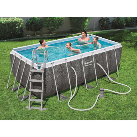 Bestway Piscine Tubulaire 56722 Power Steel 8124 L Dim 412 X 201 X 122 Cm Pack Complet Echelle Pompe Filtre Distriartisan