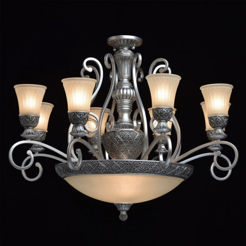 Plafonnier argenté country 11 ampoules 240 cm