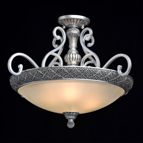 Plafonnier argenté country 4 ampoules 53 cm