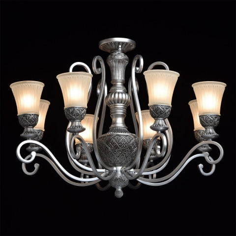 Plafonnier argenté country 8 ampoules 230 cm
