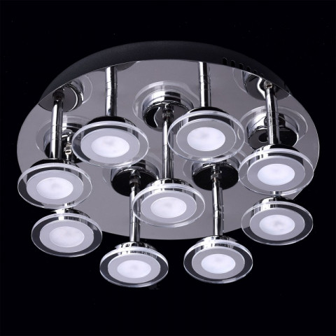 Plafonnier argenté techno 9 ampoules 12 cm