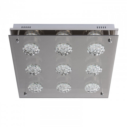 Plafonnier argenté techno 9 ampoules 8 cm