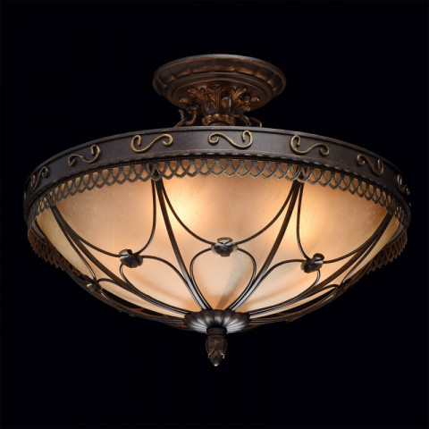 Plafonnier marron country 5 ampoules 37 cm