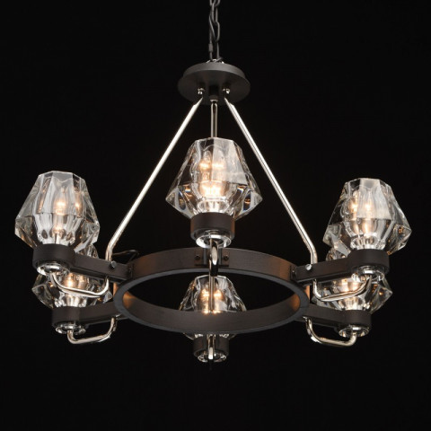 Plafonnier noir loft 6 ampoules 250 cm