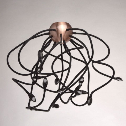 Plafonnier noir megapolis 15 ampoules 90 cm