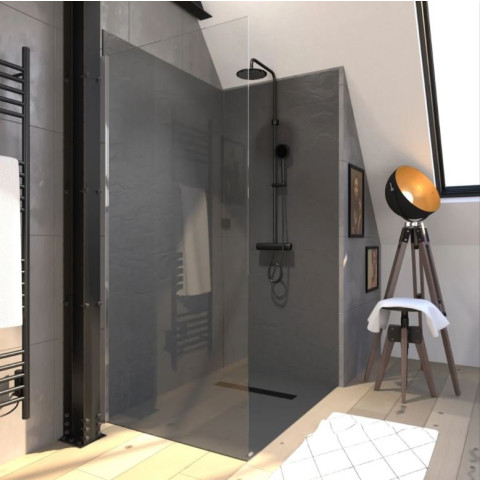 Porte de douche fixe 90x200cm - ROLLING CHROMED SIDE 90 / RETOUR 90 Aurlane - FAC616