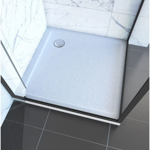 Porte de douche Pivotante et retour profilés noir + receveur à poser - 80x80x204cm - CRUSH PIVOTANTE Aurlane - FAC398