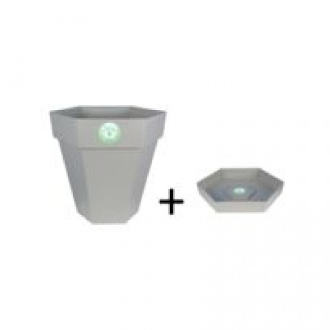 Pot et soucoupe hexaline diametre 30cm h27cm - riviera - Coloris au choix