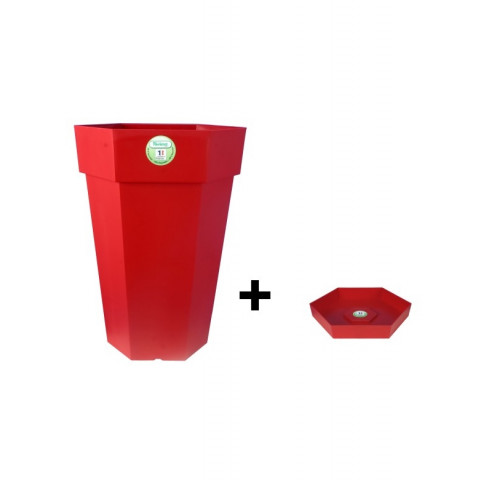 Pot et soucoupe hexaline diametre 49cm h66cm - riviera - Coloris au choix