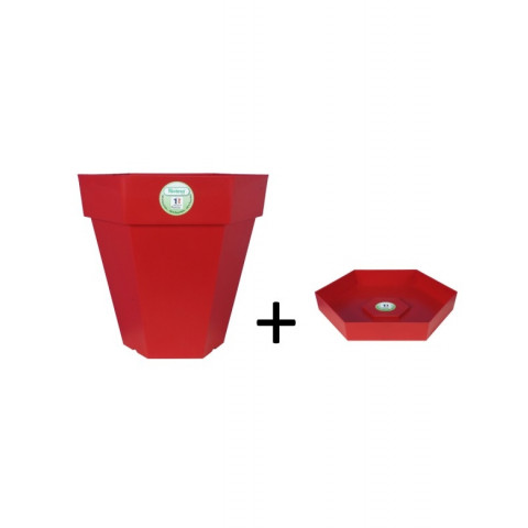 Pot et soucoupe hexaline diametre 50cm h45cm - riviera - Coloris au choix