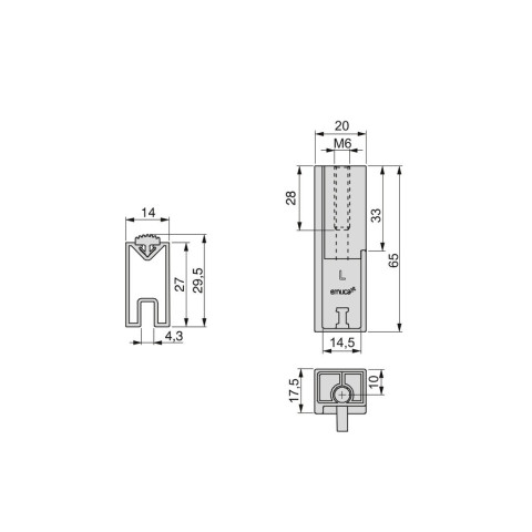 Lot de 2 rails de penderie Luxe de 0,75 m de long avec supports, Aluminium et Plastique, Peint en noir texturé