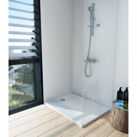 Receveur de douche céramique cascade ultra-plat blanc brillant vitraantislip (antidérapant) 120x80 cm