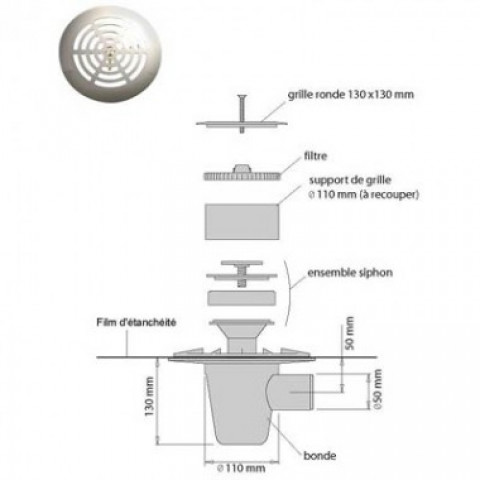 lazer kit pour douche italienne isotanche classic diametre 50 distriartisan