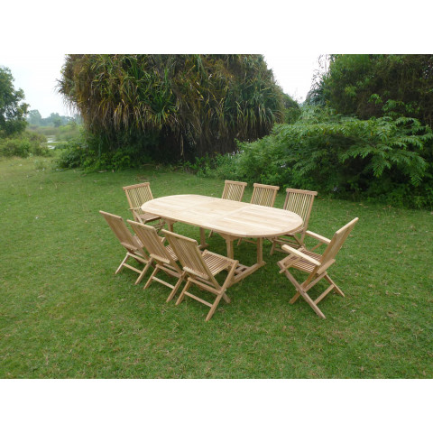 Ensemble de jardin en teck premium milana 6 chaises 2 fauteuils jenae