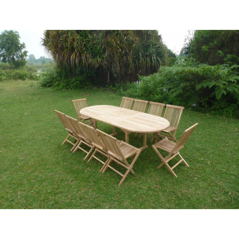 Ensemble de jardin en teck premium milana 10 chaises jenae